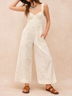 Free People After all cream jumpsuit